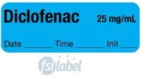 Diclofenac 25 mg/mL - Date, Time, Init. Syringe Label