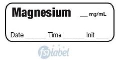 Magnesium  mg/mL - Date, Time, Init. Syringe Label