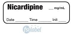 Nicardipine mg/mL - Date, Time, Init. Syringe Label