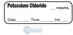 POTASSIUM CHLORIDE  meq/mL - Date, Time, Init. Syringe Label