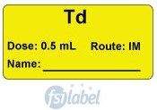 Td Dose: 0.5 mL/Route: IM Vaccine Label