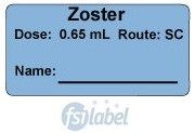 Zoster Dose: 0.65 mL/Route: SC  Immunization Label