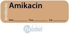 Amikacin - Date, Time, Init. Antibiotic Syringe Label