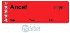 Ancef mg/ml - Date, Time, Init. Antibiotic Syringe Label