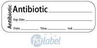 Antibiotic, Exp. Date - Date, Time, Init. Antibiotic Syringe Label