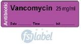 Vancomycin 25 mg/ml - Date, Time, Init. Antibiotic Syringe Label