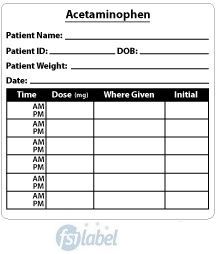 Acetaminophen Dosage Label