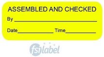 Assembled and Checked/ By____ / Date ____ Time ____ Label