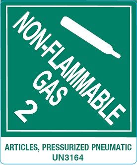 Non-Flammable Gas UN3164 Articles, Pressurized, Pneumatic