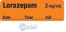 Lorazepam 2 mg/mL - Date, Time, Init. Anesthesia Label