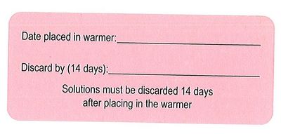 Date placed in warmer (14 Days) Label
