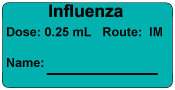 Influenza Dose: 0.25 mL/Route: IM  Immunization Label