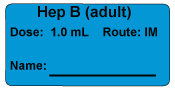Hep B (adult) Dose: 1.0 mL/Route: IM Vaccine Label