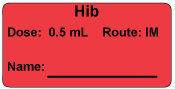 Hib Dose: 0.5 mL/Route: IM  Immunization Label