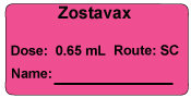 Zostavax Dose: 0.65 mL/Route: SC  Immunization Label