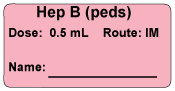 Hep B (peds) Dose: 0.5 mL/Route: IM  Immunization Label
