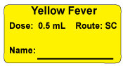 Yellow Fever Dose: 0.5 mL/Route: SC  Immunization Label