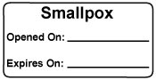Smallpox Opened on: /Expires on:  Immunization Label