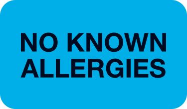 NO KNOWN ALLERGIES Labels