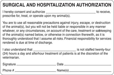 SURGICAL AND HOSPITALIZATION AUTHORIZATION Labels SURGICAL AND HOSPITALIZATION AUTHORIZATION Labels