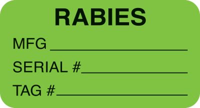 RABIES/MFG/SERIAL#/TAG# Labels RABIES/MFG/SERIAL#/TAG# Labels