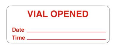 Vial Opened/Date ___/Time ___ Label Vial Opened/Date ___/Time ___ Label