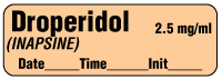 Droperidol (INAPSINE) 2.5mg/ml - Date, Time, Init.