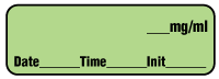 Blank (Green) mg/ml - Date, Time, Init. Anesthesia Label
