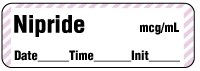 Nipride mcg/mL - Date, Time, Init. Anesthesia Label