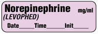 Norepinephrine (LEVOPHED) mg/ml - Date, Time, Init. Anesthesia Label