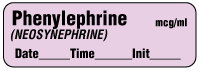 Phenylephrine (NEOSYNEPHRINE) mcg/ml - Date, Time, Init. Anesthesia Label