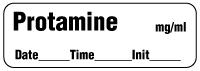 Protamine mg/ml - Date, Time, Init. Anesthesia Label