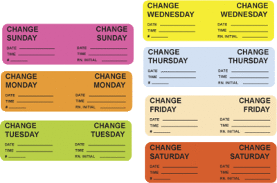 Day Change IV Tubing Labels, Select Day(s): SUN-SAT Complete SET