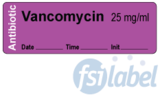 Vancomycin 25 mg/ml - Date, Time, Init. Antibiotic Syringe Label