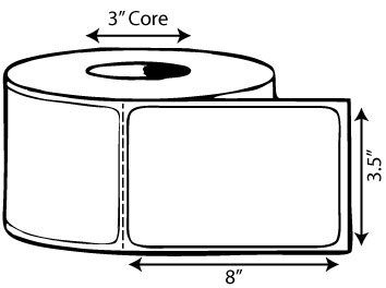 3.5" x 8" Thermal Transfer Label, Perforated