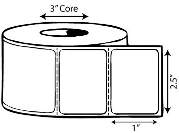 2.5" x 1" Thermal Transfer Label, Perforated