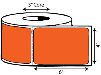 4" x 6" Thermal Transfer Labels (Fluorescent Orange)