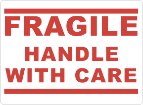 Fragile Handle With Care Label (White/Red)