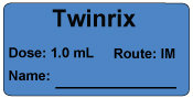 Twinrix Dose: 1.0 mL/Route: IM  Immunization Label