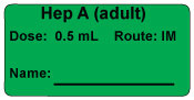 Hep A (adult) Dose: 0.5 mL/Route: IM  Immunization Label