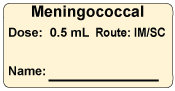 Meningococcal Dose: 0.5 mL/Route: IM/SC  Immunization Label