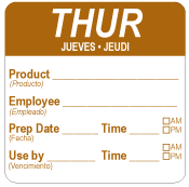 THU (TRILINGUAL) 2" x 2" Product/Employee/Prep - Water Dissolvable