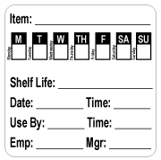 Item/Shelf Life/Date/Time 2