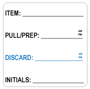 2" x 2" Item/Pull-Prep/Discard Ultra Removable Label