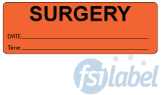 Surgery Label (Fl. Red, Lined)