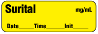 Surital mg/mL - Date, Time, Init. Anesthesia Label