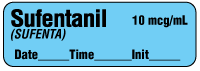 Sufentanil (SUFENTA) 10 mcg/ml - Date, Time, Init. Anesthesia Label