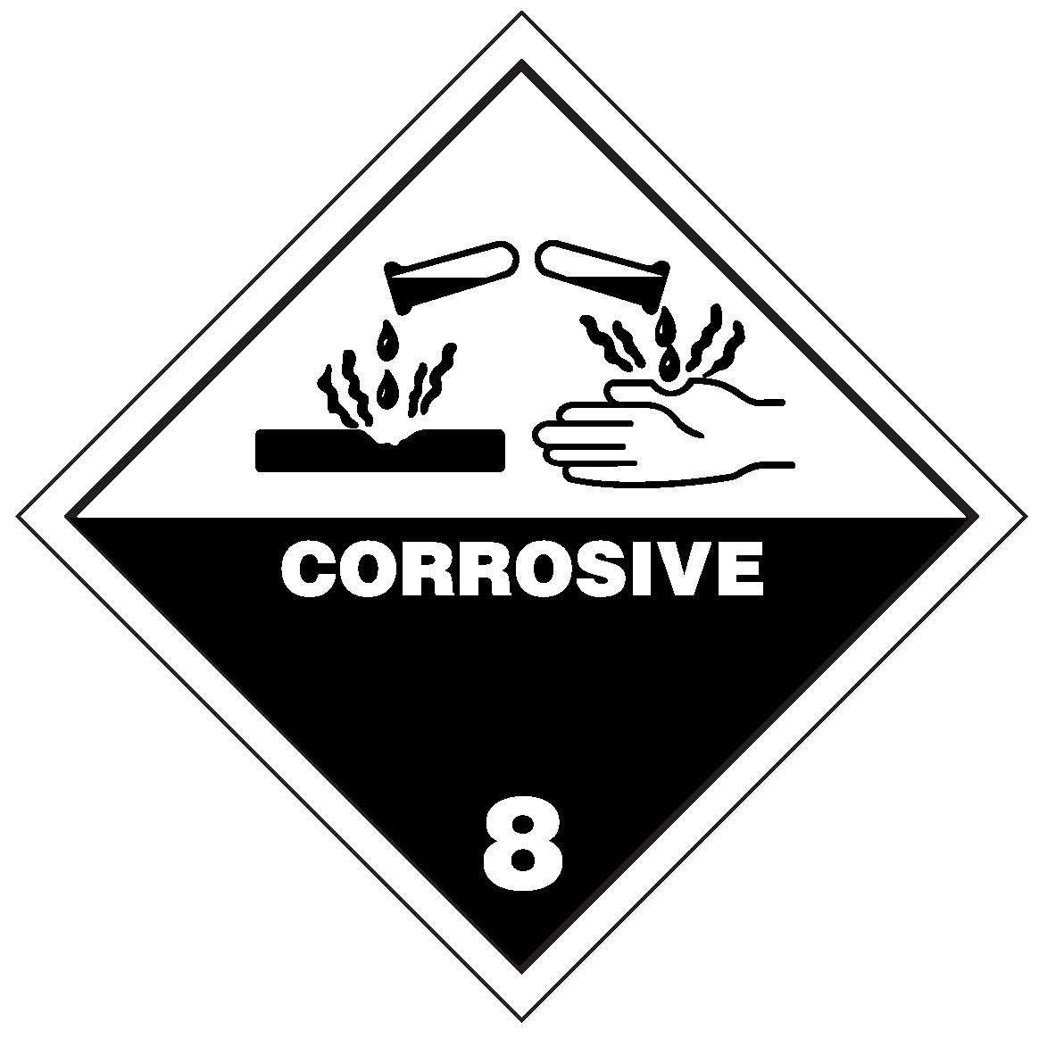 Corrosive Class 8, 4" x 4" Semi Gloss
