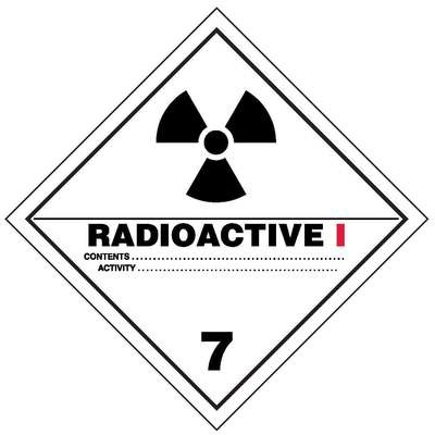 Radioactive 1 Class 7 Label