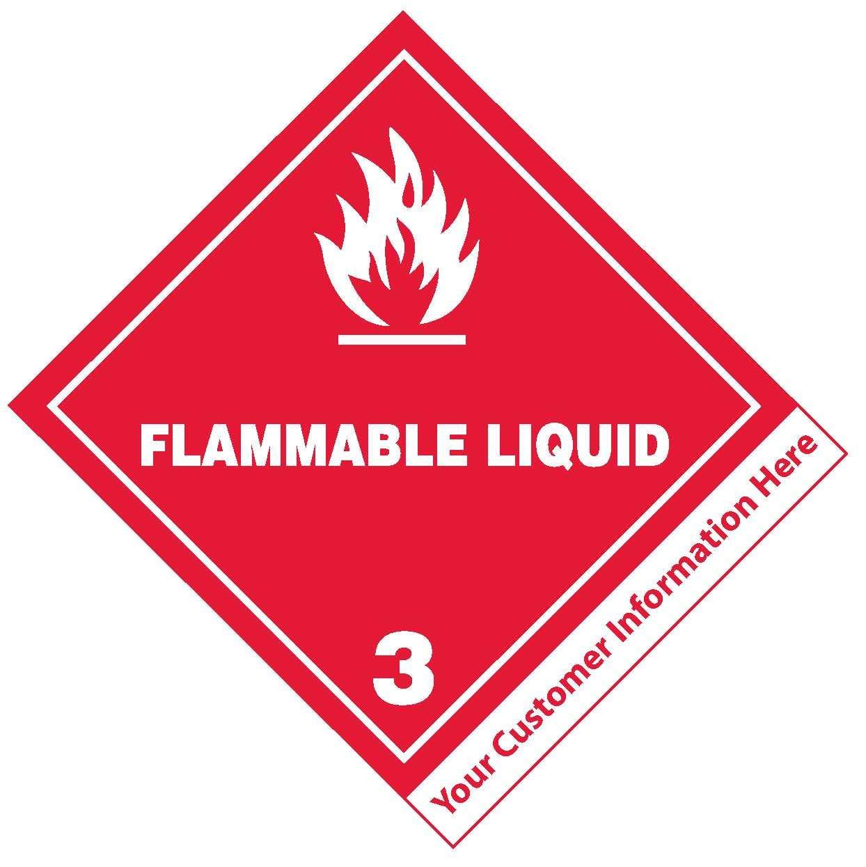 Flammable Liquid Class 3 Label (w/ IMPRINT)